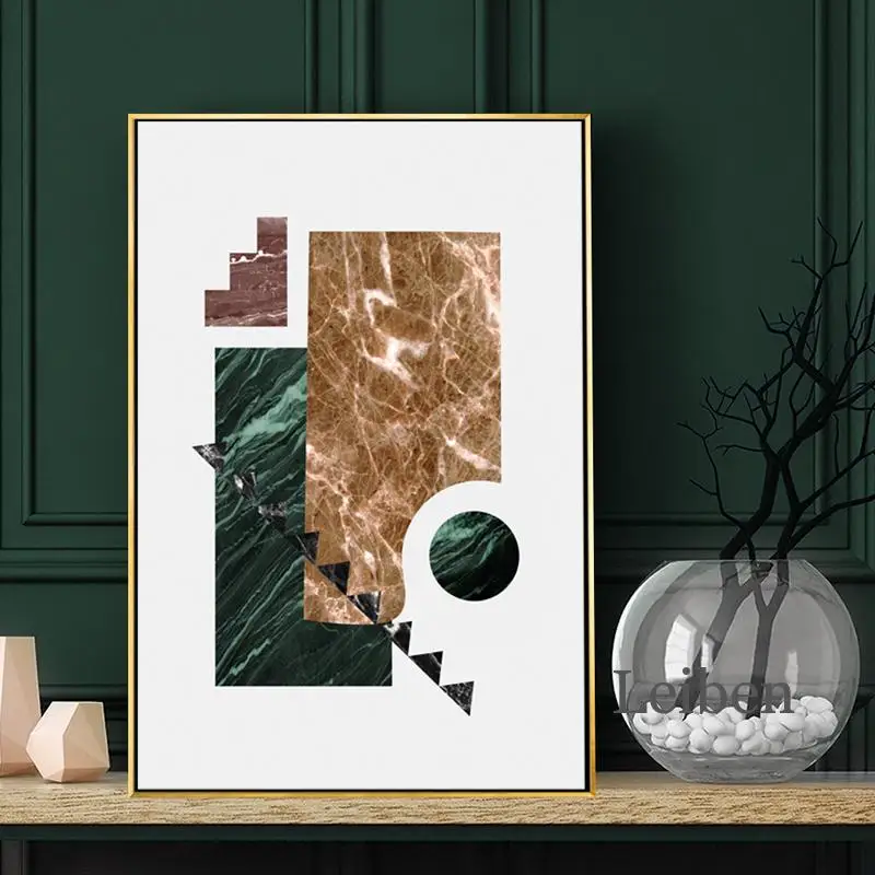 

Nordic Abstract Geometric Retro Poster Fashion Marble Pattern Sculpture Art Canvas Painting Home Decoration Living Room Frameles