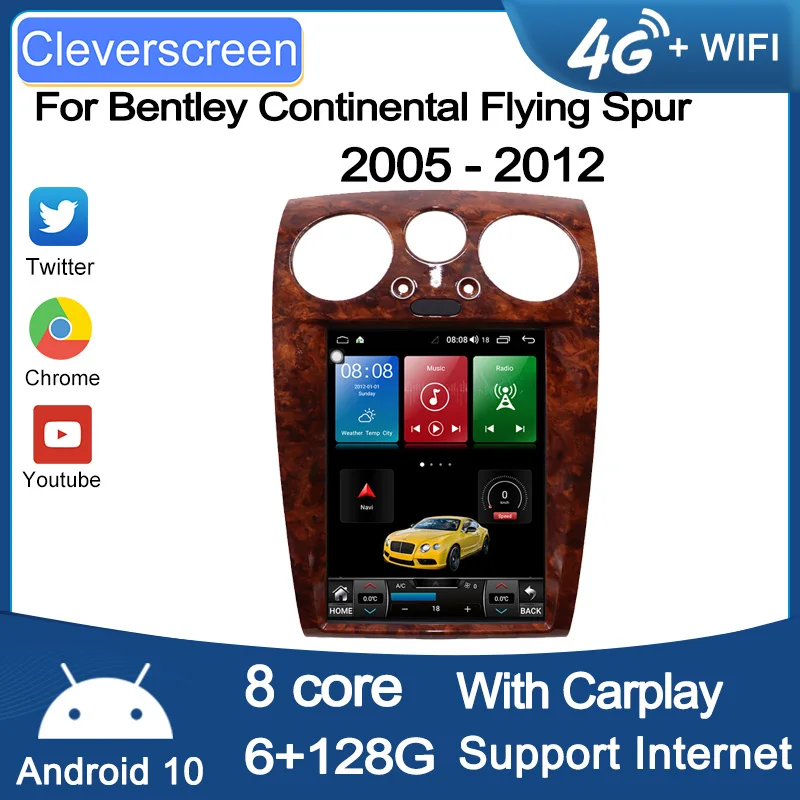 

Автомагнитола в стиле Тесла для Bentley Continental, 4 + 64 ГБ, летающая прямая скорость, вертикальный экран, Android, GPS-навигатор, DSP CARPLAY
