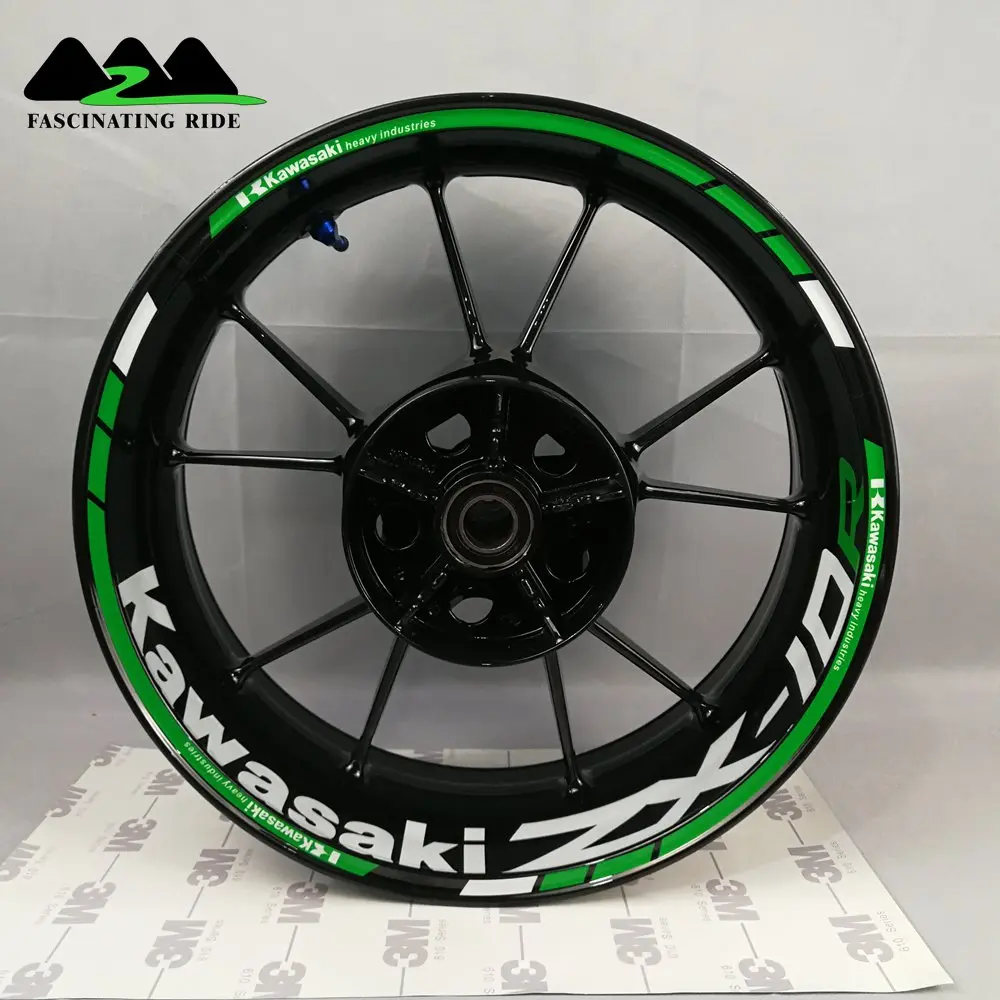 Применимо к Kawasaki ZX-6R ZX-10R ZX-14R колеса мотоцикла Стикеры, Водонепроницаемый Светоотражающие Передняя и задняя обод Стикеры