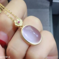 kjjeaxcmy fine jewelry natural rose quartz 925 sterling silver women pendant necklace chain support test popular