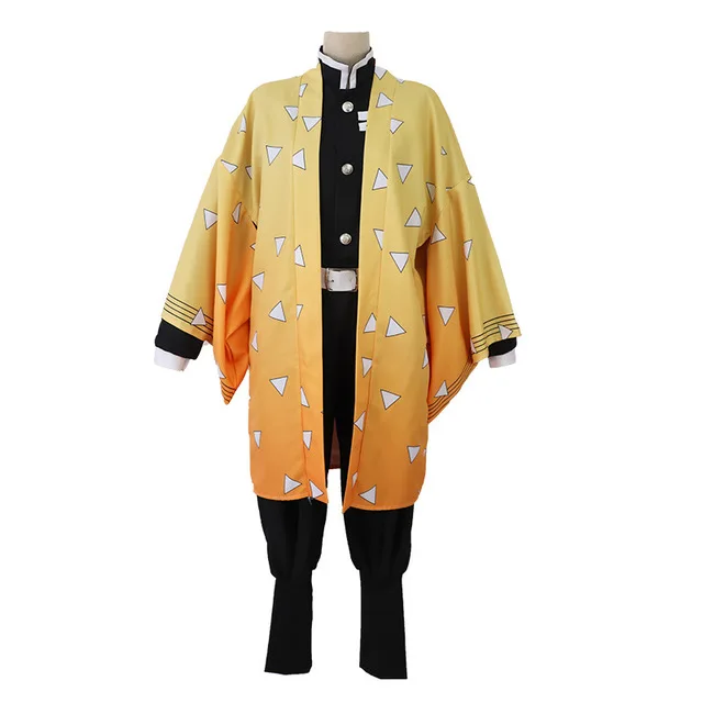 

Anime Demon Slayer Cosplay Costume Agatsuma Zenitsu Kimetsu no Yaiba Cosplay Costume Men Kimono Yellow Uniform