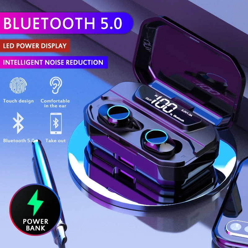 Беспроводные стереонаушники 9D TWS G02 Bluetooth водонепроницаемые наушники IPX7 3300 мАч LED