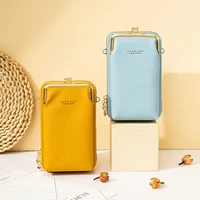 ladies fashion candy color card mobile phone coin purse metal buckle chain detachable crossbody shoulder bag for women