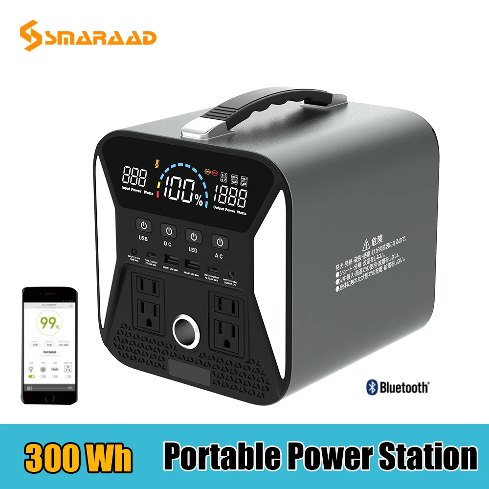 

300Wh Portable Power Station Solar 220V 500W Peak Power Generator Emergency Energy Supply Car Outdoor Battery Charger 83200mAh