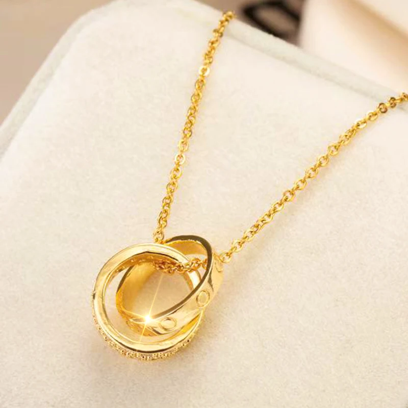 

Ring Pendant Stainless Steel Neck Chain Necklaces for women 2021 Fashion female jewelry Wholesale Cheap Items free shipping