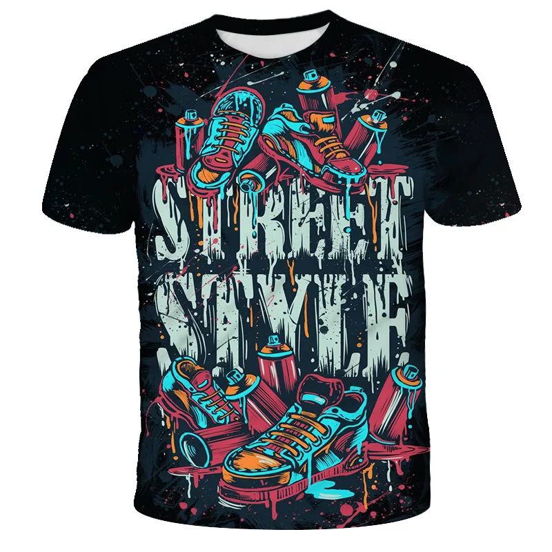 

3D Printed Children Graffiti T Shirt Tee Summer Boys/Girl Short Sleeved Tops Fashion Boy Girl Kids Trendy Streetwear T-shirt