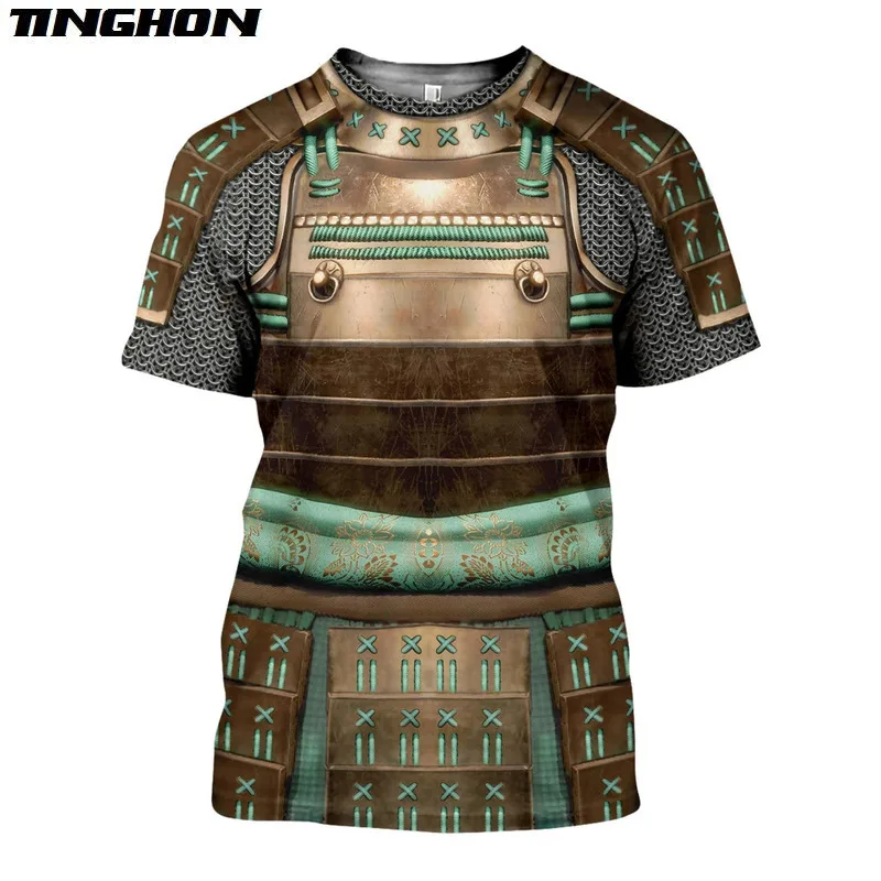 XS 7XL новые летние футболки 3D печатных самурая броня для мужчин Harajuku модные