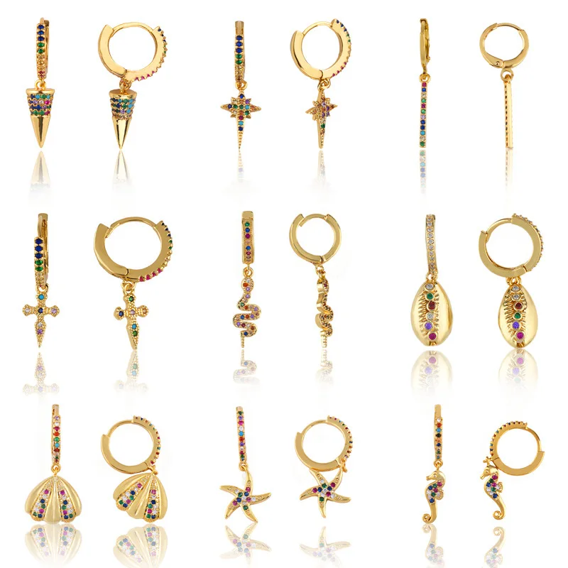 

Женские Висячие серьги JUWANG, разноцветные Винтажные серьги-гвоздики с фианитами, модные ювелирные украшения, 2020