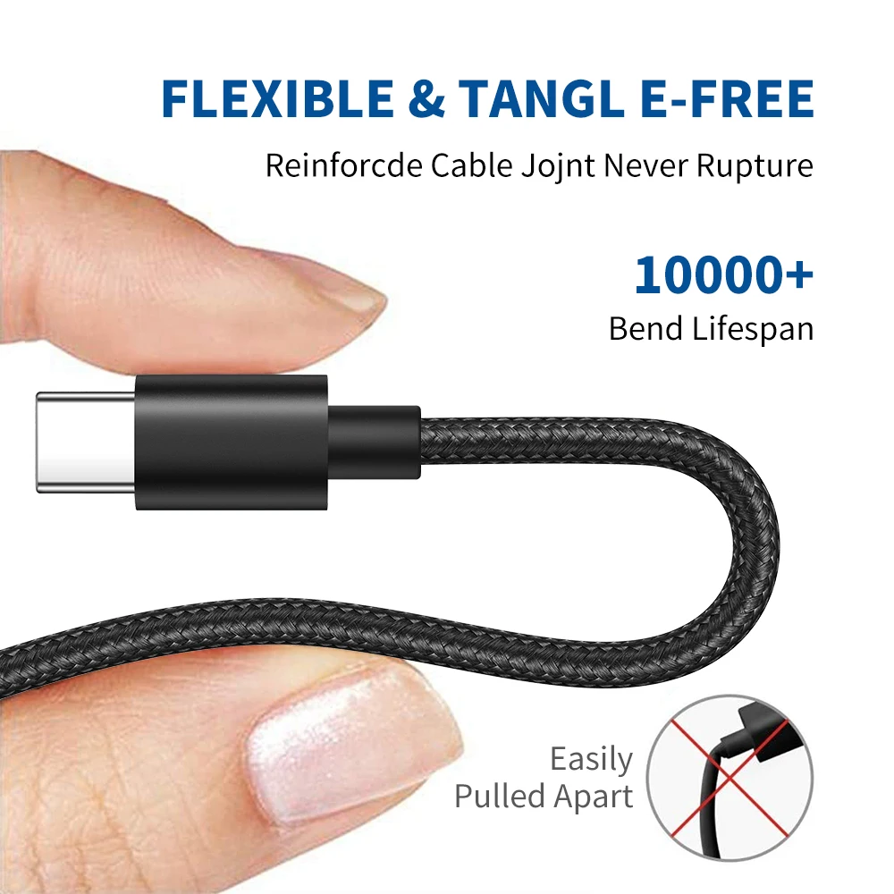 USB C Type C Cable for Samsung S10 S9 3A Fast USB Charging Type-C Charger Data Cable for Redmi note 8 pro USB-C Cabo Wire