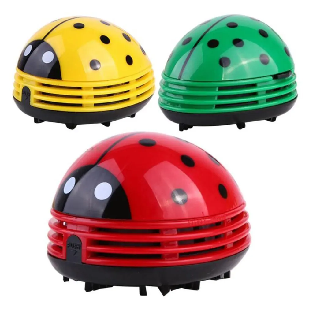 

Mini Cute Ladybug Desktop Vacuum Cleaner Dust Collector for Home Office Table Cleaning Brush Mini Size ABS