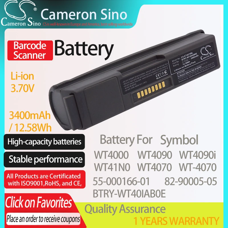 CameronSino Батарея для символ WT4000 WT4090 WT41N0 WT-4070 подходит 55-000166-01 82-90005-05 штрих-кода