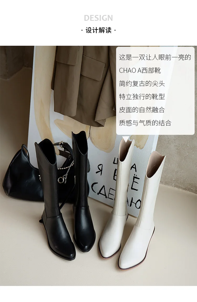 

medium heel Autumn winter 2020 red top pointed high net Cavalier riding boots with thick and knee