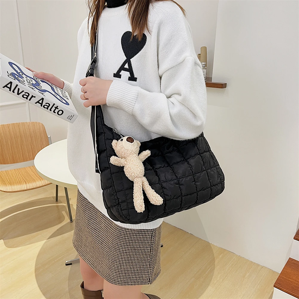 

Fashion Padded Nylon Woman Shoulder Bag Space Pad Down Cotton Shopper Crossbody Bag Lady Female Winter Quilted Blown Hobo