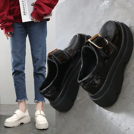 

Single shoes 2020 new Harajuku retro style sponge cake thick bottom wild British small leather shoes female tide