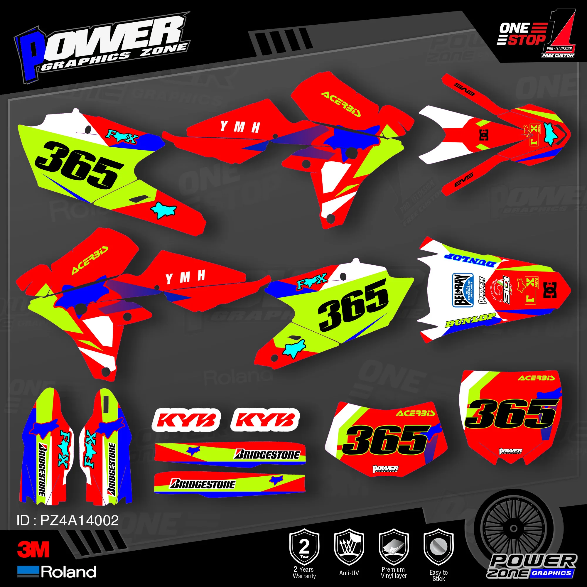 PowerZone пользовательские команды графики фоны наклейки 3 М Набор для YAMAHA 14 18 YZ250F 15