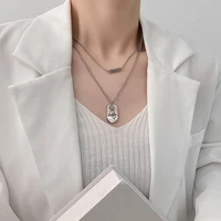 u magical fantisy geometric titanium steel smile face letter pendant necklace for women love heart o chain necklace jewelry