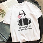 Женская футболка, женская летняя футболка с принтом, футболка с надписью Stop Making Drama You'm Not експир, женская уличная одежда Tumblr, Белый Топ