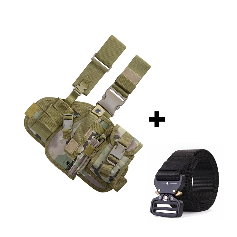 CP and One Belt Тактическая ножная кобура для пистолета, армейская многофункциональная камуфляжная сумка, завязанная ногой, защитный чехол, карман для телефона, Охотничья Экипировка - Цвет: CP and One Belt