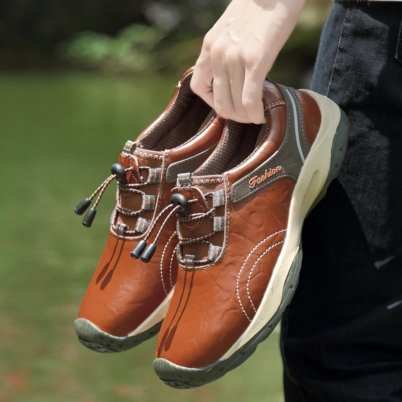 Мужские кожаные ботинки для активного отдыха Нескользящие повседневные рабочие