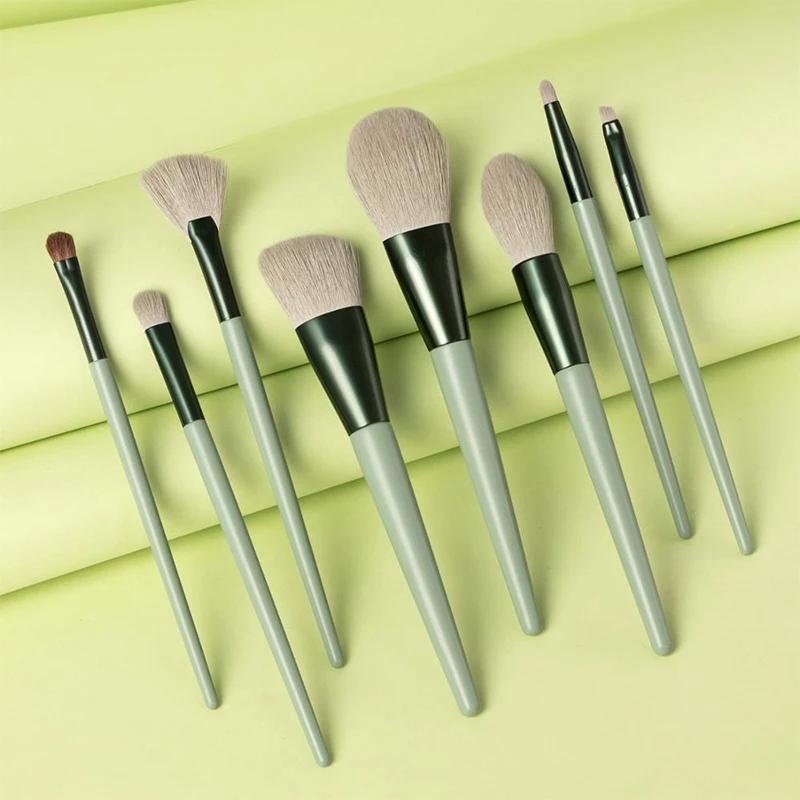 

8Pcs Makeup Brush Set White Concealer Foundation Blush Powder Blend Cosmetic Make Up Brushes Eyeshadow Fan Highlighter Brush