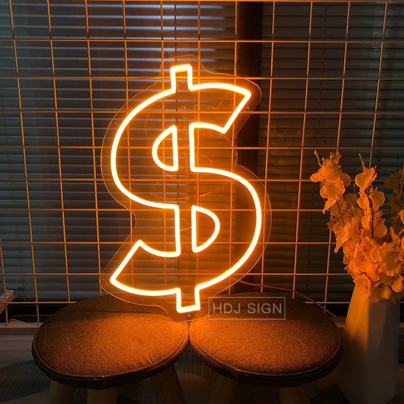 Светодиодный неоновый светильник ZPL в форме доллара США милый Декор для комнаты