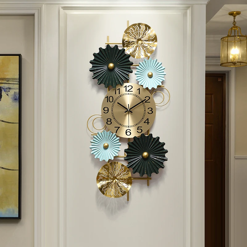 

New Chinese Wrought Iron Wall Clocks Wall Sticker Ornaments Home Livingroom Wall Mural Decoration Mute Clock Accessories Crafts