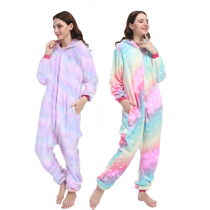 Женская пижама с единорогом мультяшным животным Кигуруми для взрослых зимний