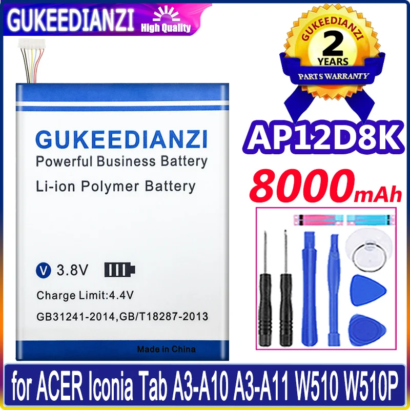 Оригинальный аккумулятор 8000 мАч для Acer Iconia W511P Series AP12D8K 1ICP4/83/103-2 3 7 в 27 Вт/ч A3-A10 W510