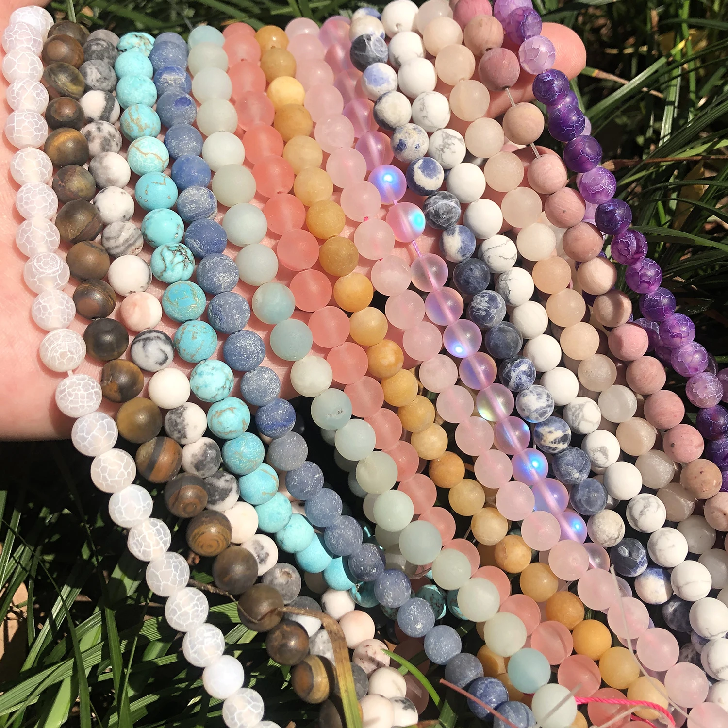 

Natural Matte Turquoises Jaspers Frosted Amazonite Agate Jades Quartz Stone Round Spacer Bead For Jewelry Making Bracelet 4-12mm