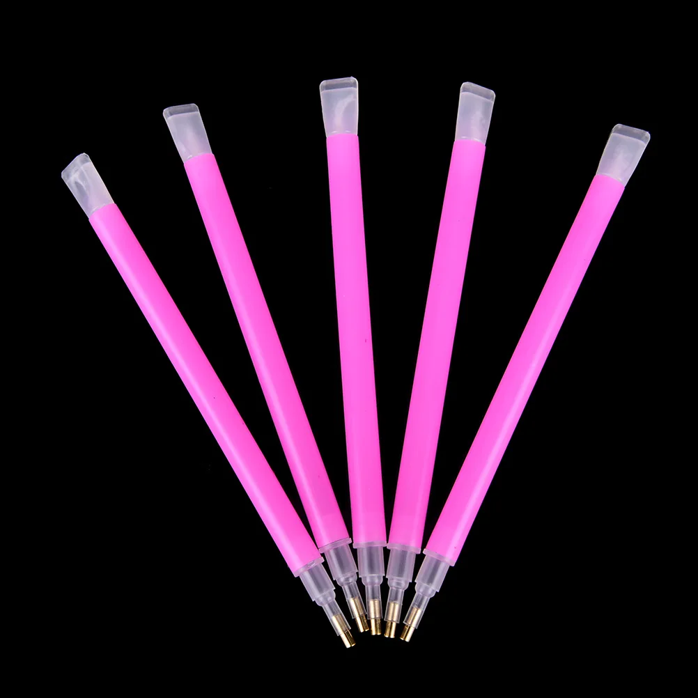 

NEW 5Pcs Dual-ended Nail Rhinestone Pink Gem Picker Dotting Pen Pretty Manicure Professional DIY Nail Art Decoration Tools