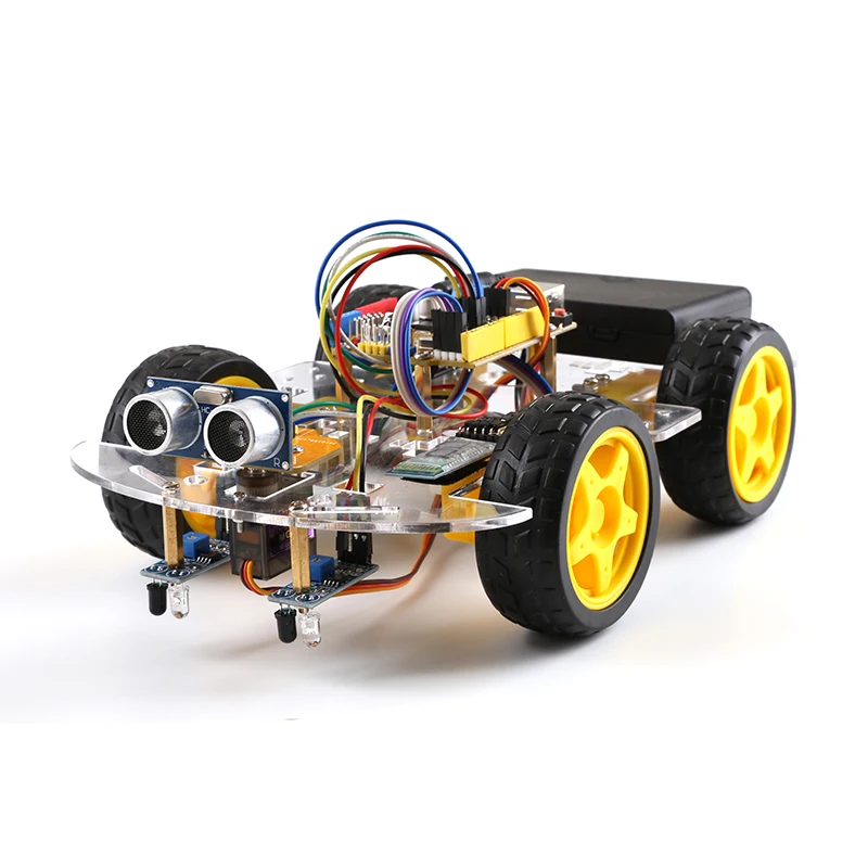 Робот автомобиль 4WD для Arduino UNO R3 Smart Project STEM игрушки детей ультразвуковой трек