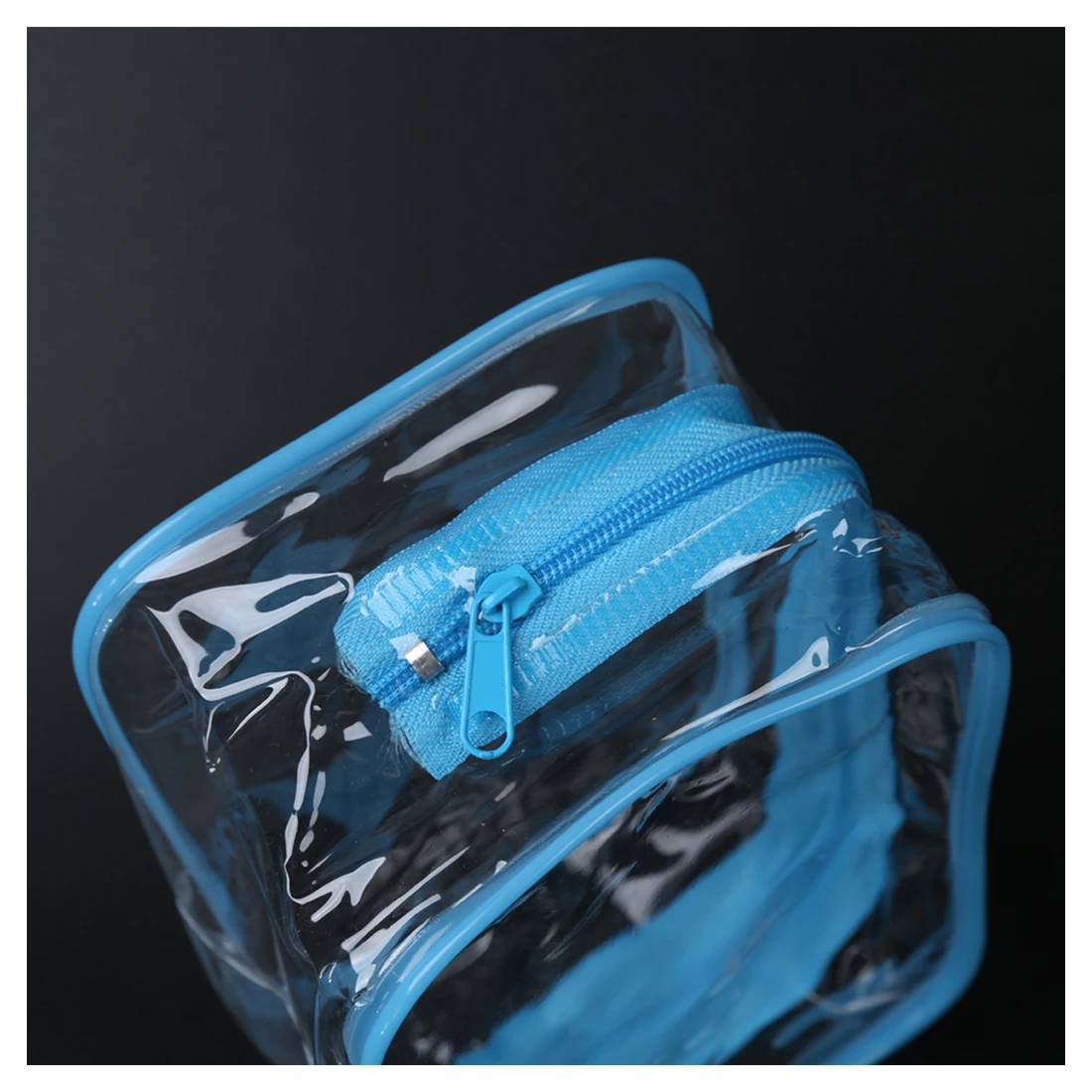PVC Clear Pouch Travel Bathing Toiletry Zipper Cosmetic Bag Blue S | Багаж и сумки