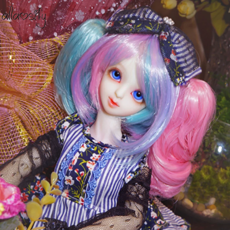 Allaosify BJD Wig For 1/3 1/4 1/6 Double Gradient Ponytail Curly Hair Doll | Игрушки и хобби