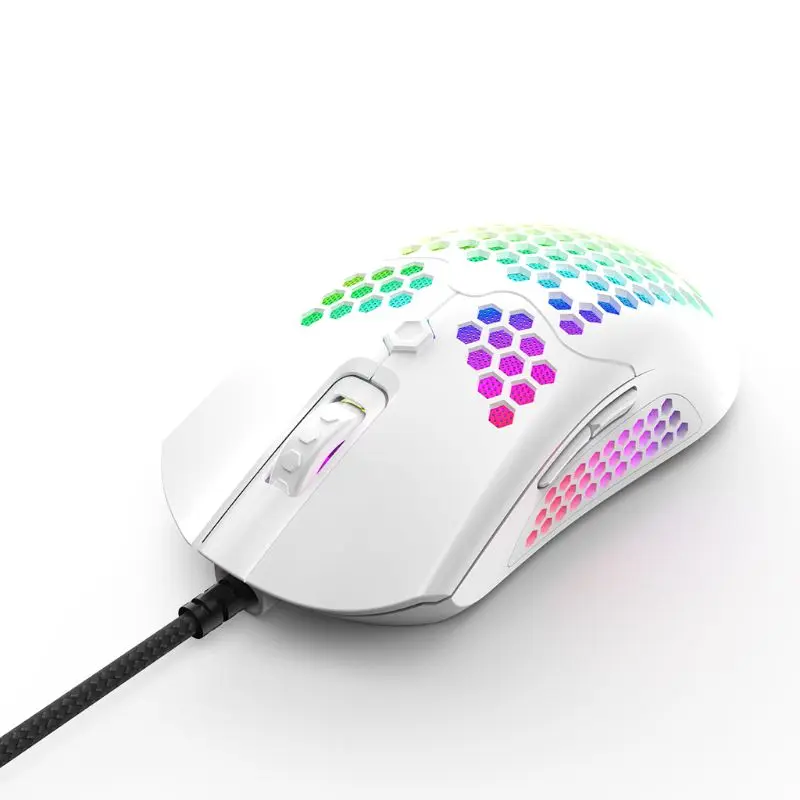 

Gaming Mouse New M5 Hollow-out Honeycomb Shell Gaming Mouse Colorful RGB Backlit Light Wired Mice E5BA
