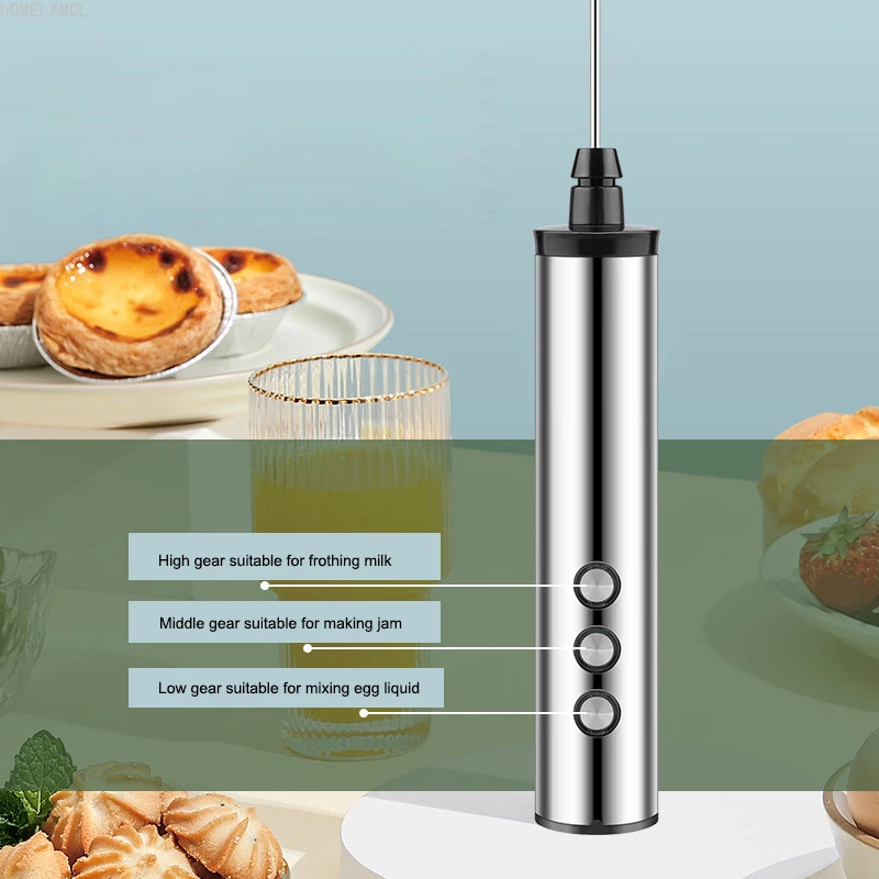 Миксер для вспенивания молока с 3 головками ручной Электрический мини-прибор