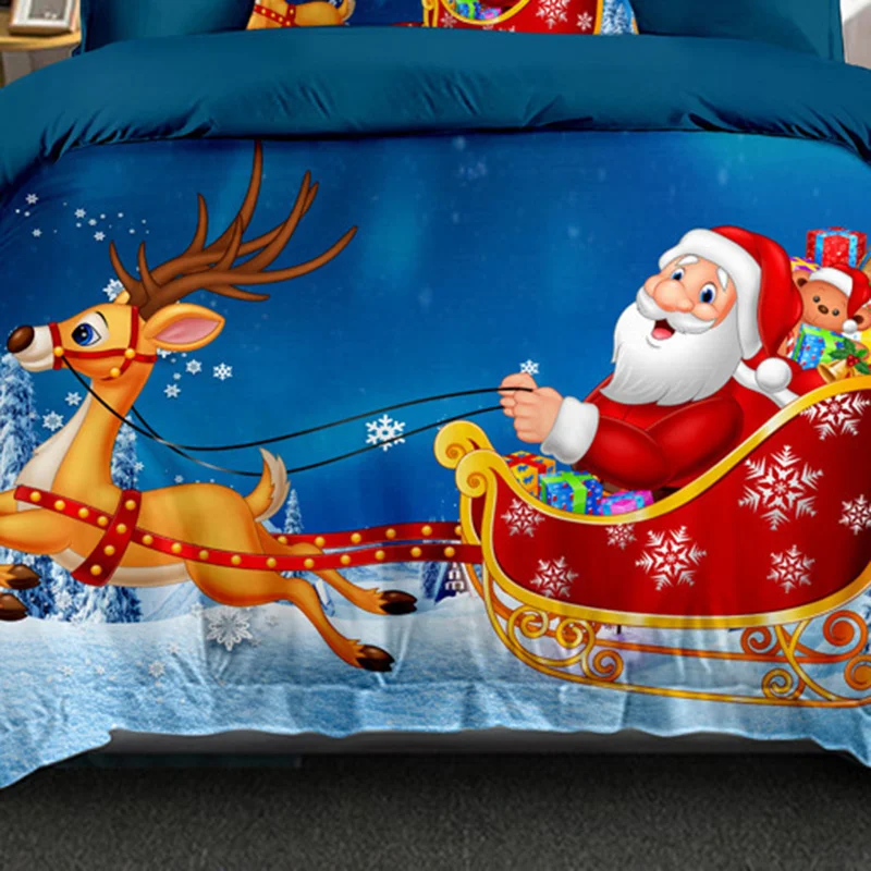 

3pcs/2pcs Christmas 3D Digital Printing Quilt Cover and Pillowcase Soft Warm Breathable Bedding Set QJS Shop