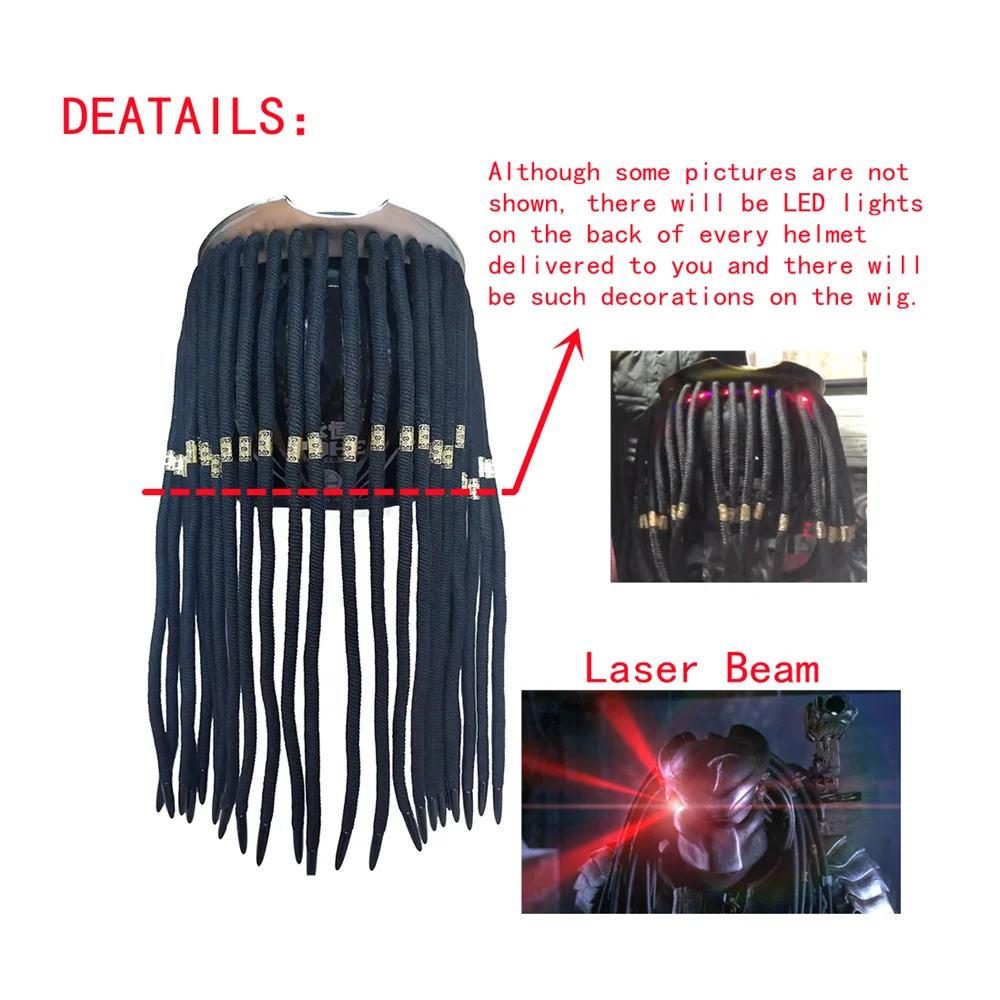 Bestellen Predator Helm Led-leuchten Umgeben Eisen Krieger Mann Helm DOT Sicherheit Zertifizierung Laser Strahl Full Face Motorrad Helm
