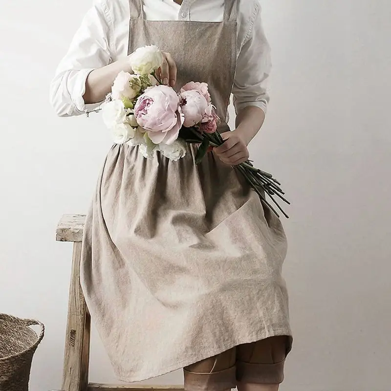 Фартуки простая помытая хлопковая форма женские фартуки для взрослых Женская
