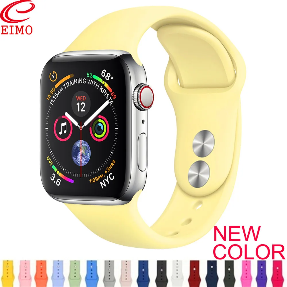 Ремешок для наручных часов Apple Watch 1/2/3/4 спортивный силиконовый ремешок 38 мм 42 iWatch 44