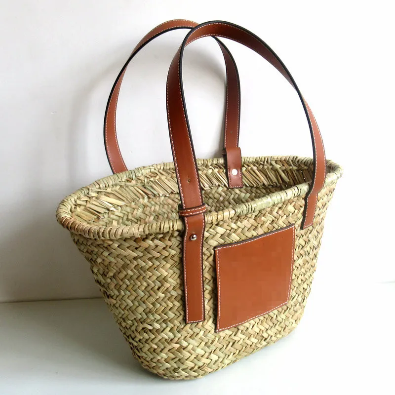 

Summer Beach Straw Basket Bags Casual Rattan Large Capacity Tote Women Handbags Brands Designer Wicker Woven Lady Hand Bags 2021