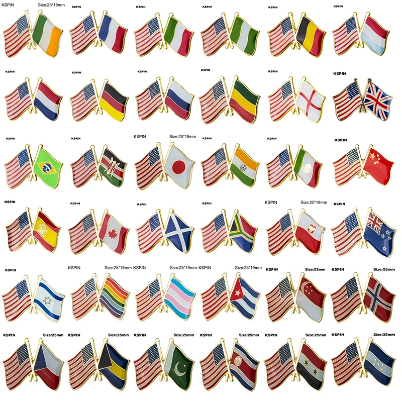Значок значок с флагом брошь дружба США Ирландия Франция Италия Нигерия Бельгия