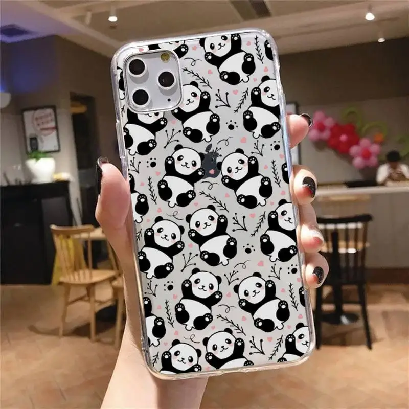 

Cartoon china panda Cute Animal Phone Case Transparent soft For iphone 5 5s 5c se 6 6s 7 8 11 12 plus mini x xs xr pro max