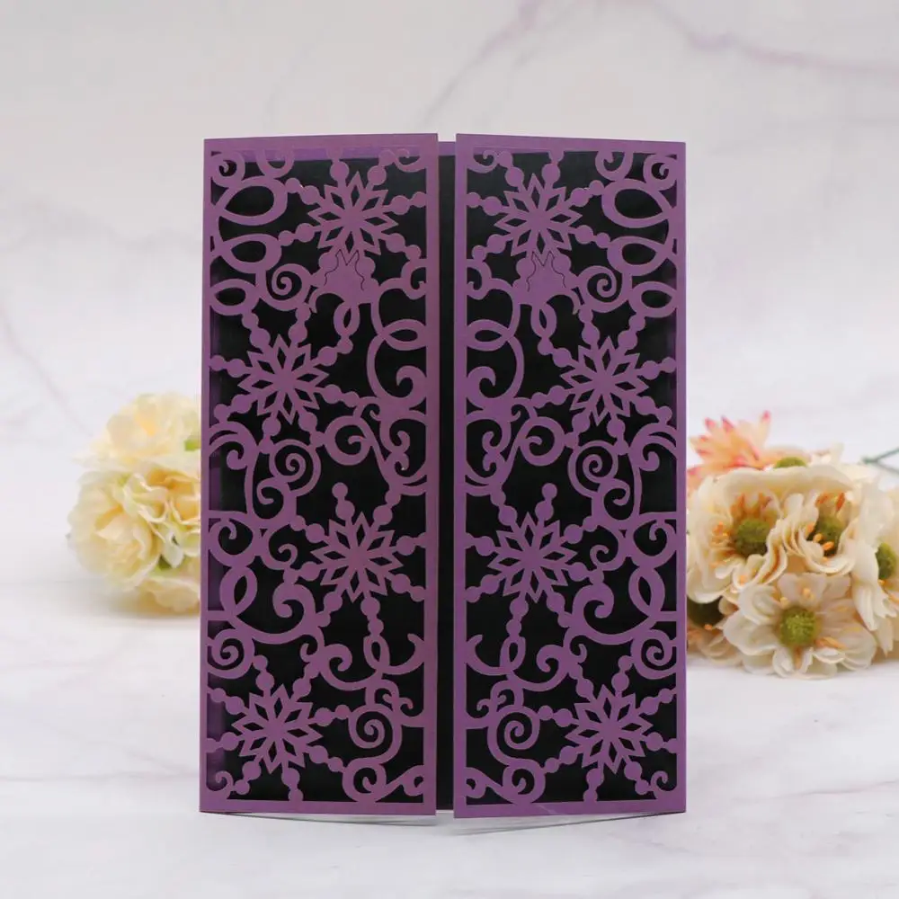 40 шт./лот темно фиолетовая свадебная пригласительная открытка пригласительные