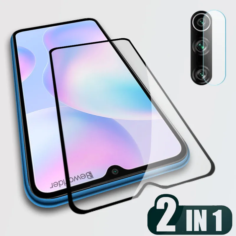 2 в 1 9D закаленное стекло для Xiaomi Redmi Note 9 Pro 9C Защитная пленка экрана 9A 9S + объектива