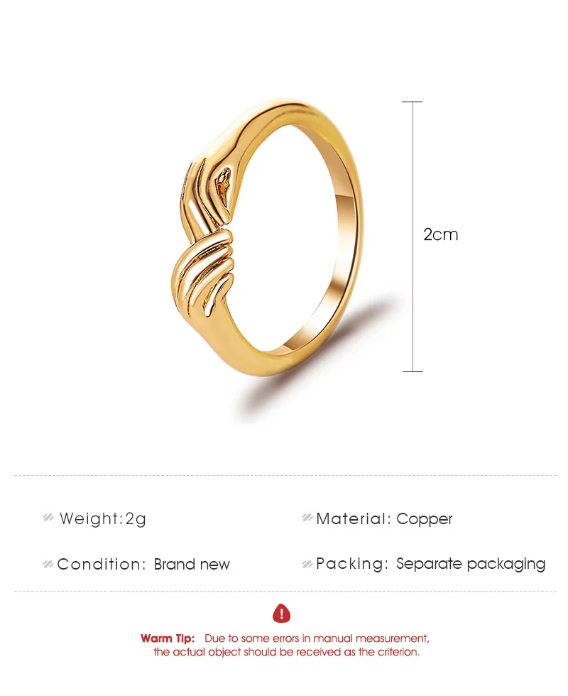 

Lover Romantic Hand and Love Hug Ring Creative Opening Love Forever Finger Female Men's Fashion Jewelry Gift