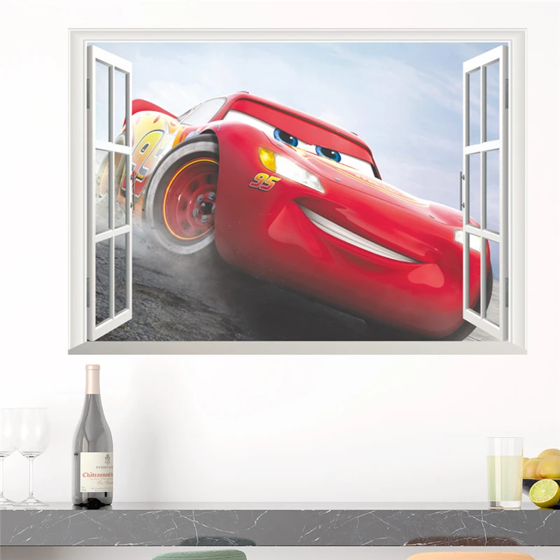 

Disney Cars Mcqueen Window Wall Stickers Kids Rooms Nursery Home Decor 3d Wall Decals Pvc Mural Art Diy Posters Decorations
