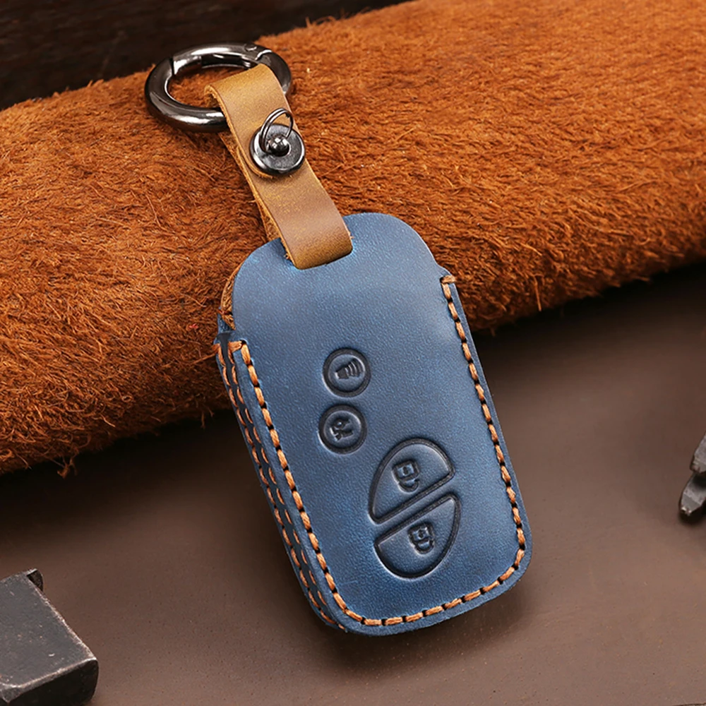 4 Buttons Blue Leather Key Fob Case Cover For Lexus IS250 ES240 ES350 RX270 RX350 RX300 Keyless Entry Remote Car Accessories | Автомобили