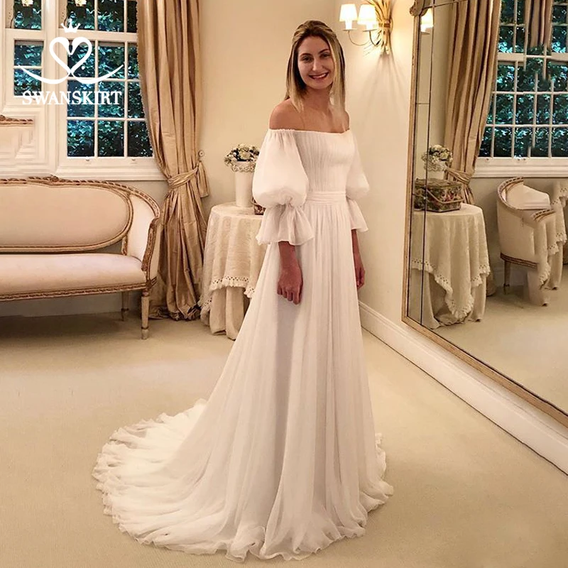 Романтичное свадебное платье из тюля Vestido de Noiva 2020 пышная юбка с вырезом лодочкой