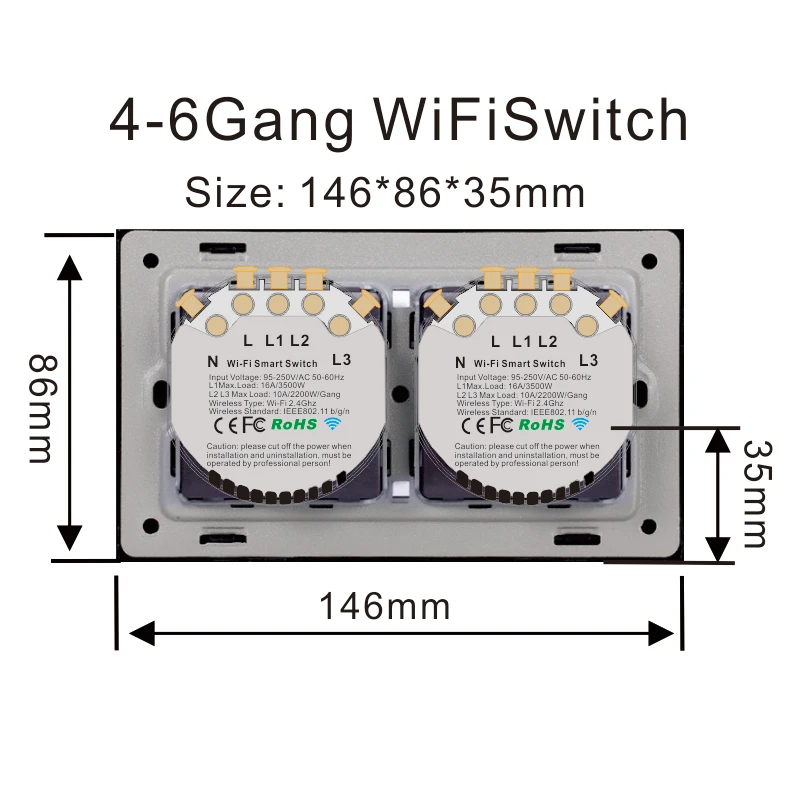 Lonsonho Интеллектуальный переключатель Wi Fi Tuya eWeLink для детей 4 5 6 Gang стеклянной