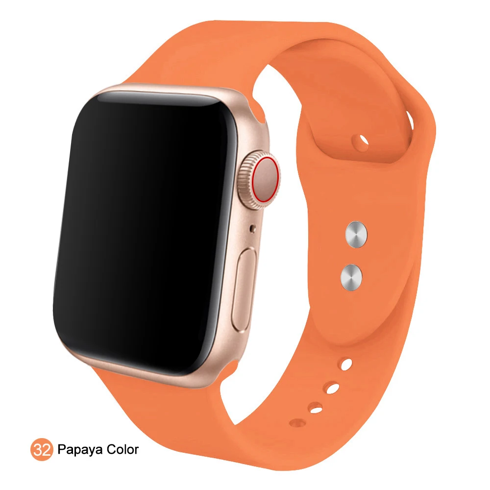 Ремешок для часов для Apple 38 мм 42 мм iWatch 5 ремешок 44 мм 40 мм Ремень спортивный силиконовый браслет часы аксессуары для Apple 5 4 3 2 1 - Цвет ремешка: 32